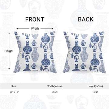 SMF Chinoiserie Pillow Covers 18x18 Set of 2,Blue and White Linen Pillow Cover Chinoiserie Decor Outdoor Pillow Covers for Couch Pillows Living Room Bedroom