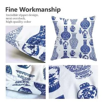 SMF Chinoiserie Pillow Covers 18x18 Set of 2,Blue and White Linen Pillow Cover Chinoiserie Decor Outdoor Pillow Covers for Couch Pillows Living Room Bedroom