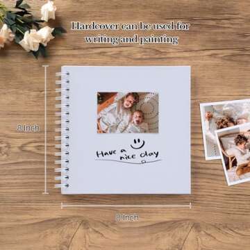 potricher 8 x 8 Inch DIY Scrapbook Album 40 Pages Hardcover Kraft Paper Scrap Book Photo Albums Memo...