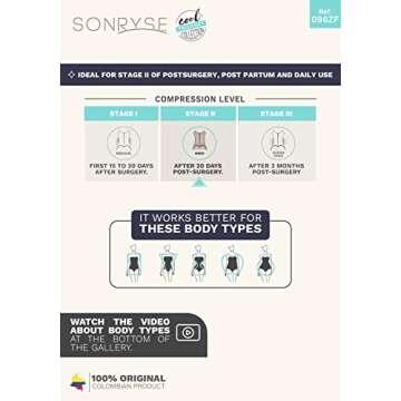 Sonryse TR96ZF Colombian Butt Lifter Post Surgery Postpartum Tummy Control Shapewear Fajas Colombianas Reductoras y Moldeadoras Levanta Cola Beige M