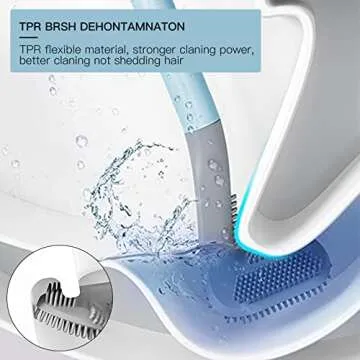 2Pcs Toilet Brush, Slim Compact Bathroom Toilet Scrubber No Dead Corners Silicone Toilet Brush, Curved Design Angled Toilet Cleaner Brush Scrubber for Deep Cleaning