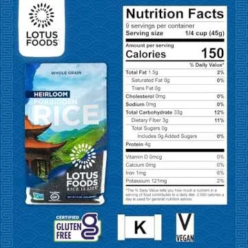 Lotus Foods Heirloom Forbidden Black Rice 15 Oz Pack of 6