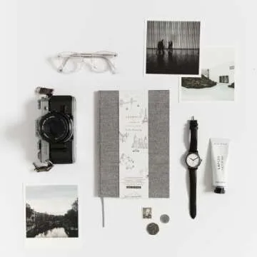 Promptly Journals, A Complete Travel Journal: From Boarding to Exploring (Grey, Linen) | Vacation Journal | Travel Memories Journal | Road Trip Essentials