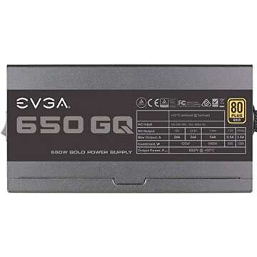 EVGA 210-GQ-0650-V1 650 GQ, 80+ GOLD 650W, Semi Modular, EVGA ECO Mode, 5 Year Warranty, Power Supply, Black