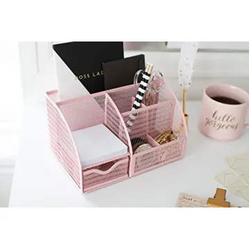Blue Monaco Light Pink Desk Organizer for Stylish Storage
