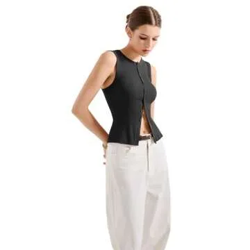 SUUKSESS Trendy Button Down Tank Top for Women