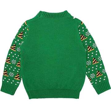 Children's Long Sleeve Knitted Cartoon Sweater, Toddler's Warm Winter Xmas Crewneck Pullover, Cute&Soft Turtleneck as for Boys and Girls on Christmas Day (Green, Small)