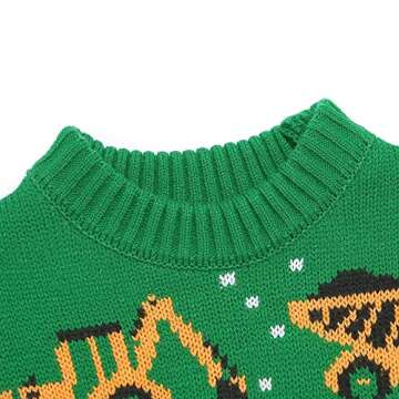 Children's Long Sleeve Knitted Cartoon Sweater, Toddler's Warm Winter Xmas Crewneck Pullover, Cute&Soft Turtleneck as for Boys and Girls on Christmas Day (Green, Small)