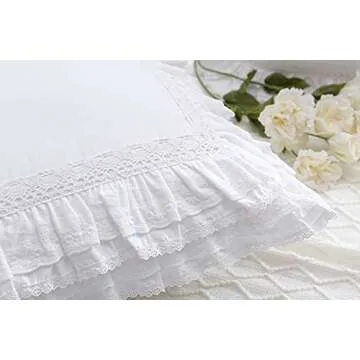 Meaning4 Lace White Euro Shams Elegance 20x20 Cushion Covers