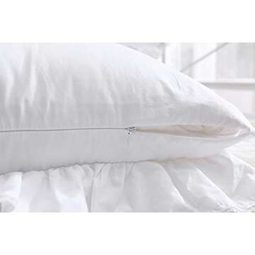 Meaning4 Lace White Euro Shams Throw Pillow Covers Cushion Cases with Ruffles Cotton 20"X20" Zipper Closure Luxury Elegant 2-Pack