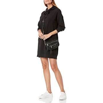 The Drop Women's Iona Long-Sleeve Hooded Mini Sweatshirt Dress, Black, XL