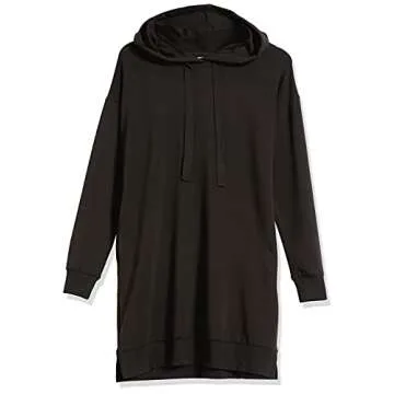 The Drop Women's Iona Long-Sleeve Hooded Mini Sweatshirt Dress, Black, XL