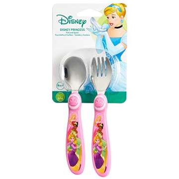 The First Years Disney Princess Easy Grasp Stainless Steel Spoon & Fork Flatware Set
