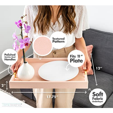 Modern Pink Shagreen Tray Gold Handles Home Decor