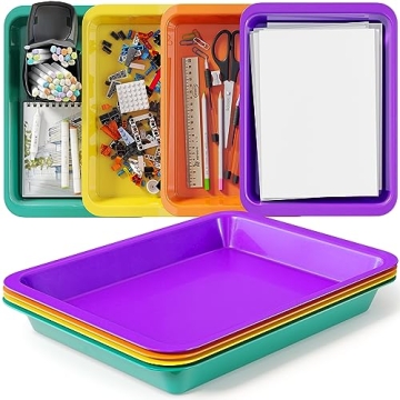 4-Pack Colorful Plastic Trays for Crafts & Organization