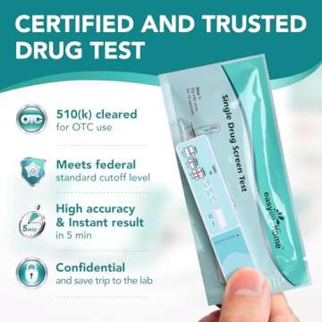 Easy@Home Single Drug Screen Test (Cannabinoids Urine Test) - THC Tests for Home THC Drug Test Urine Detox Kit Cutoff Level 50ng/mL Individually Wrapped - EDTH-114 (15 Pack)