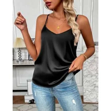 Zeagoo Women's Silk Satin Tank Tops 2025 V Neck Adjustable Spaghetti Strap Sleeveless Camisole Summe...