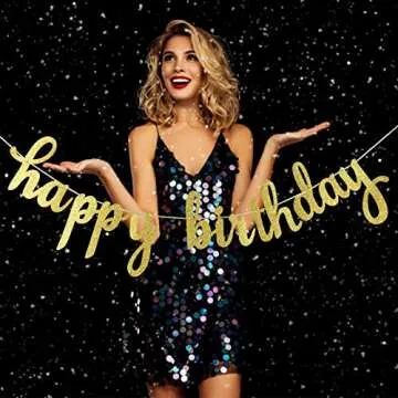 Gold Glitter Happy Birthday Banner - Elegant Party Decor
