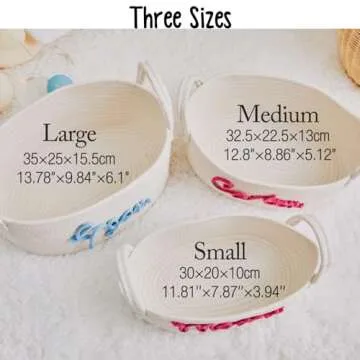 Personalized Baby Name Basket Cotton Rope Basket Diaper Caddy Custom Cotton Rope Room Shelf Storage Basket, Baby Stuff Organizer Storage Bin, Decorative Round Bin for Nursery Bedroom Bathroom(Style A)