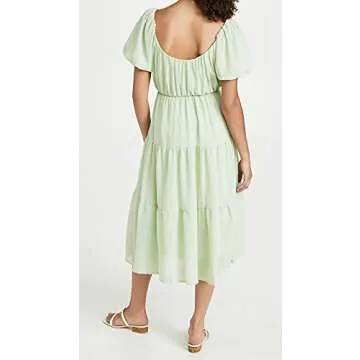 Stylish ASTR Women's Smocked Tiered Maxi Dress in Sage