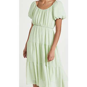 Stylish ASTR Women's Smocked Tiered Maxi Dress in Sage