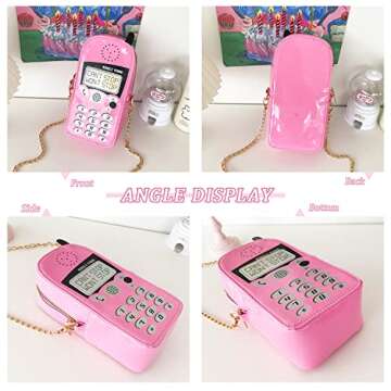KUANG! Women Cute Digital Mobile Phone Shaped Shoulder Bag Funny Crossbody Bag Pu Messenger Chain Purse for Girls