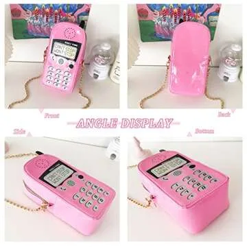 KUANG! Women Cute Digital Mobile Phone Shaped Shoulder Bag Funny Crossbody Bag Pu Messenger Chain Purse for Girls