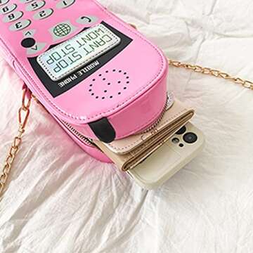 KUANG! Women Cute Digital Mobile Phone Shaped Shoulder Bag Funny Crossbody Bag Pu Messenger Chain Purse for Girls