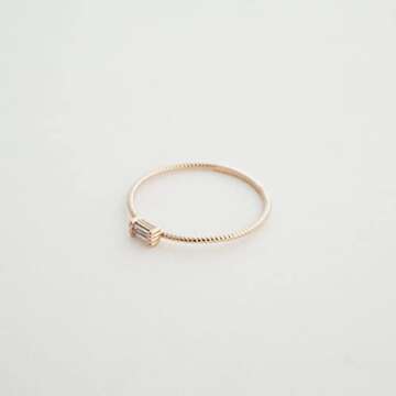Honeycat Tiny Baguette Crystal Ring in Gold Plate, Rose Gold Plate, or Sterling Silver Plate | Minim...