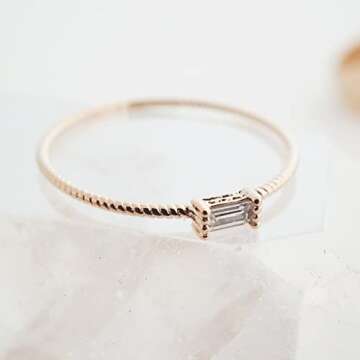 Honeycat Tiny Baguette Crystal Ring | Minimalist Jewelry