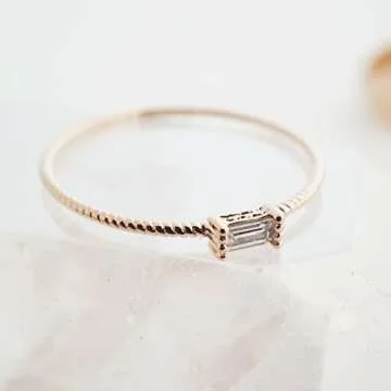 Honeycat Tiny Baguette Crystal Ring | Minimalist Jewelry