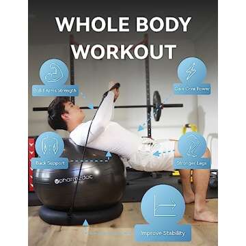 Pharmedoc Exercise Ball Chair with Back Support for Home and Office w/Exercise Yoga Balance Ball, Pump, Removable Back & Lockable Wheels