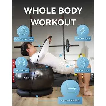 Pharmedoc Exercise Ball Chair with Back Support for Home and Office w/Exercise Yoga Balance Ball, Pump, Removable Back & Lockable Wheels