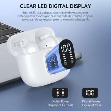 Bluetooth 5.3 Earbuds with 42 Hrs Playtime and LED Display