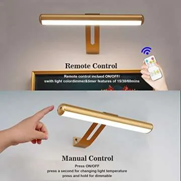 ZOCALOK Rechargeable Picture Light, Cordless Picture Light for Paintings with 2 Remotes, Metal Picture Frame Light with 16 LEDs Head, 3Modes, 300LM Dartboard Light with Timer for Display, Art-Gold