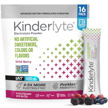 Kinderlyte Electrolyte Powder, Advanced Hydration, Easy Open Packets, Supplement Drink Mix (Wild Ber...