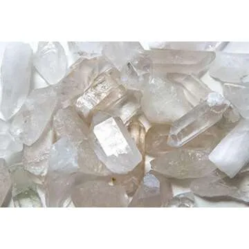 JIC Gem 1 Lb Natural Clear Quartz Crystals Points Bulk Stones and Crystals High Energy Raw White Quartz Crystals Healing Rough Stones Natural Quartz Cluster with Box