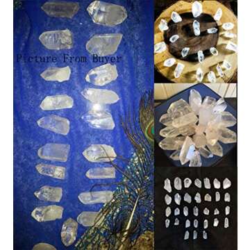 JIC Gem 1 Lb Natural Clear Quartz Crystals Points Bulk Stones and Crystals High Energy Raw White Quartz Crystals Healing Rough Stones Natural Quartz Cluster with Box