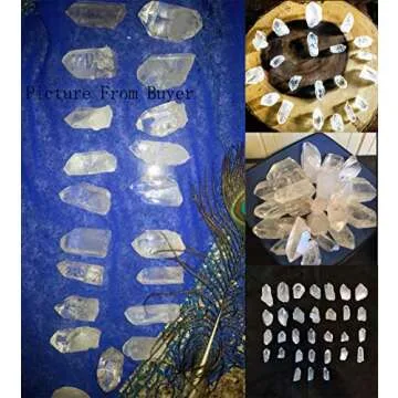 JIC Gem 1 Lb Natural Clear Quartz Crystals Points Bulk Stones and Crystals High Energy Raw White Quartz Crystals Healing Rough Stones Natural Quartz Cluster with Box