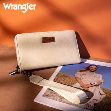Wrangler Women's Vegan Leather Wallet Wristlet - Chic Clutch for All