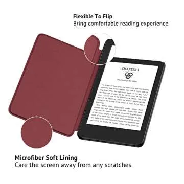 Ayotu Fabric Case for 6" All-New Kindle 11th Generation 2022 Release (RS23CV/C2V2L3) - with Auto Wake/Sleep - Support Back Cover Adsorption, Only for Basic Kindle 2024/2022, Red