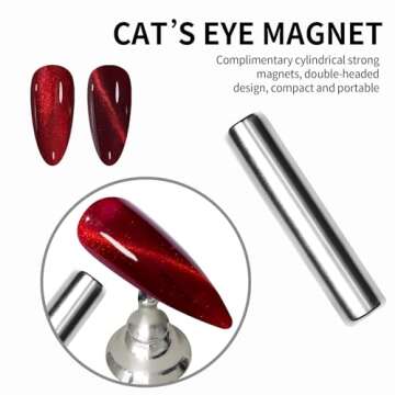 MAYCHAO 15ML Cat Eye Gel Nail Polish 1Pc Burgundy Gel Polish with Magnet Soak off Holographic Magnetic Nail Polish for Nail Art Manicure Salon DIY at Home, 0.5 OZ