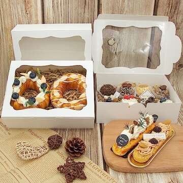 Capkyke 50pcs Bakery Boxes with Window for Baked Goods