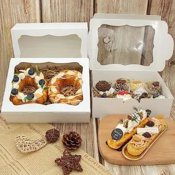 Capkyke 50pcs Bakery Boxes with Window for Baked Goods