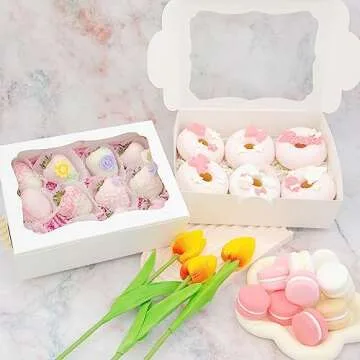 Capkyke 50pcs Bakery Boxes with Window for Baked Goods