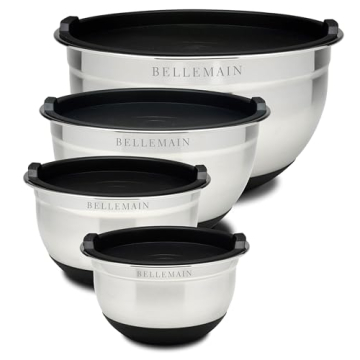 Bellemain Stainless Steel Mixing Bowls with Non-Slip Silicone Lids - 4-Piece Set