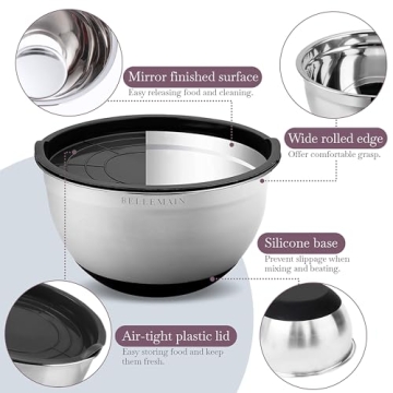 Bellemain Non-Slip Mixing Bowls with Lids - 4 Piece Set