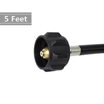 DOZYANT 5 Feet Propane Adapter Hose 1 lb to 20 lb Converter Replacement for QCC1/Type1 Tank Connects 1 LB Bulk Portable Appliance to 20 lb Propane Tank - Safety Certified