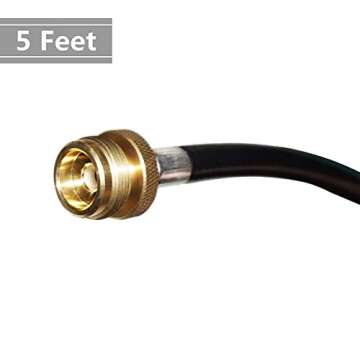 DOZYANT 5 Feet Propane Adapter Hose 1 lb to 20 lb Converter Replacement for QCC1/Type1 Tank Connects 1 LB Bulk Portable Appliance to 20 lb Propane Tank - Safety Certified