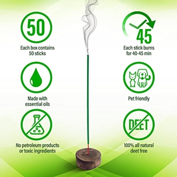 Mosquito Repellent Incense Sticks Natural Ingredients 50 Pack